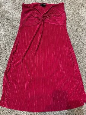Fuchsia Strapless Pleated Twist-Front Dress, lightweight, size 8